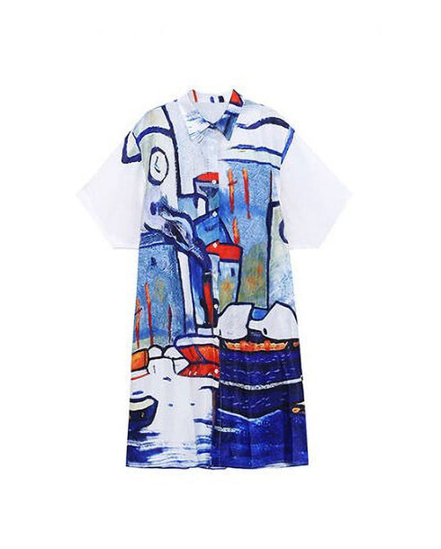 Abstract Cityscape Art Shirt Dress
